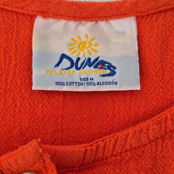 Dunes Relaxed Fashion Womens M Coral Orange Cotton Gauze Crochet Trim Blouse Top - Picture 8 of 12